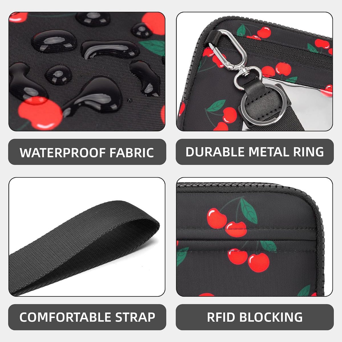 Wristlet wallets for Women RFID crossbody bags with 4 Zippers