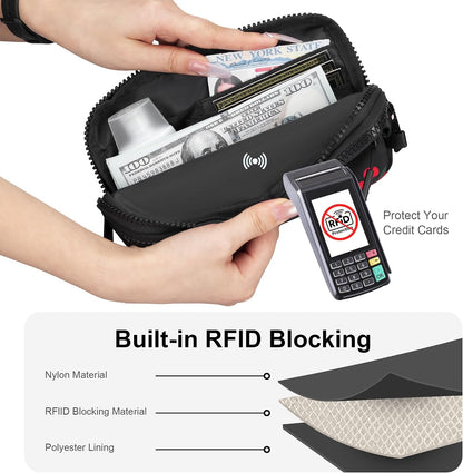 Wristlet wallets for Women RFID crossbody bags with 4 Zippers