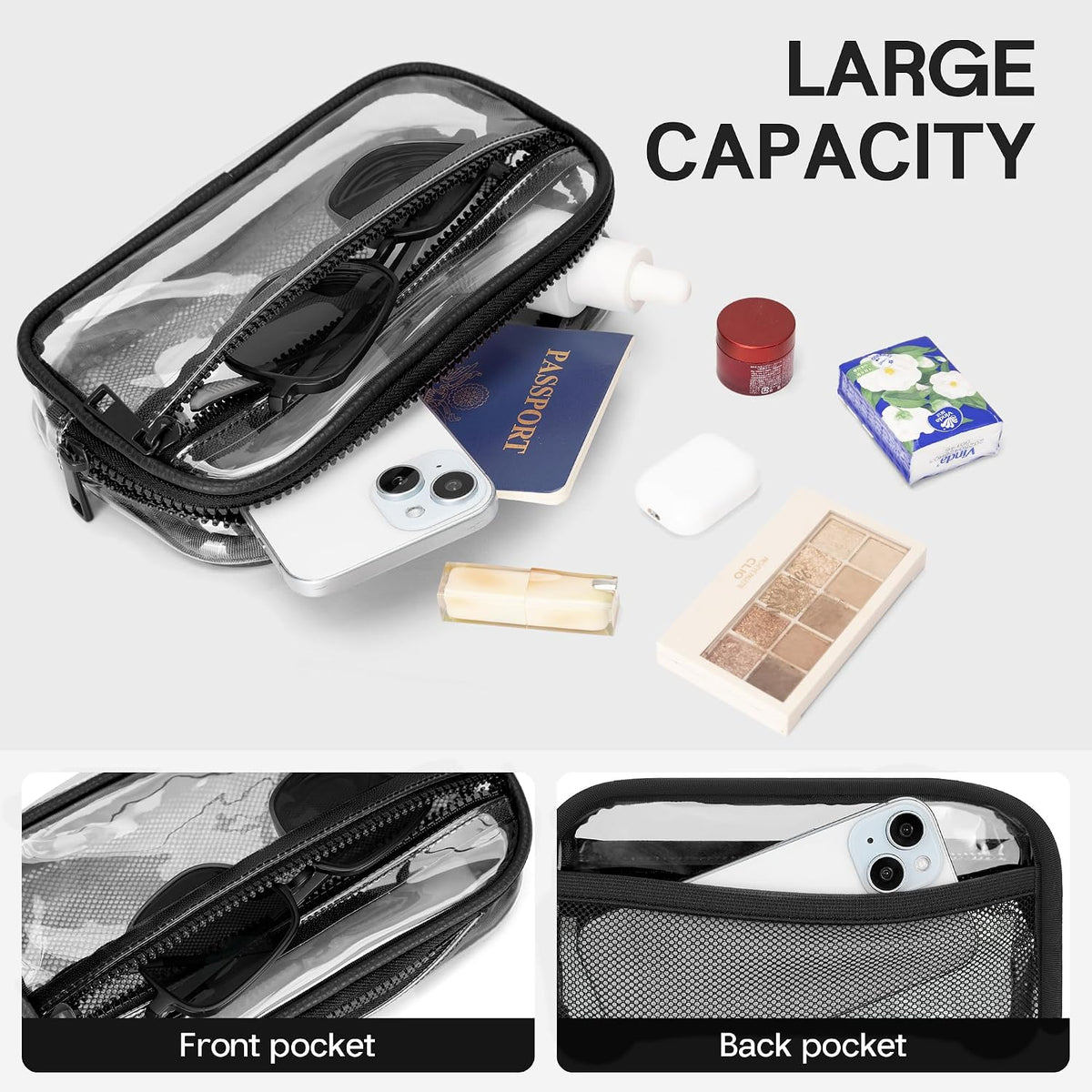 Wristlet wallets for Women RFID crossbody bags with 4 Zippers