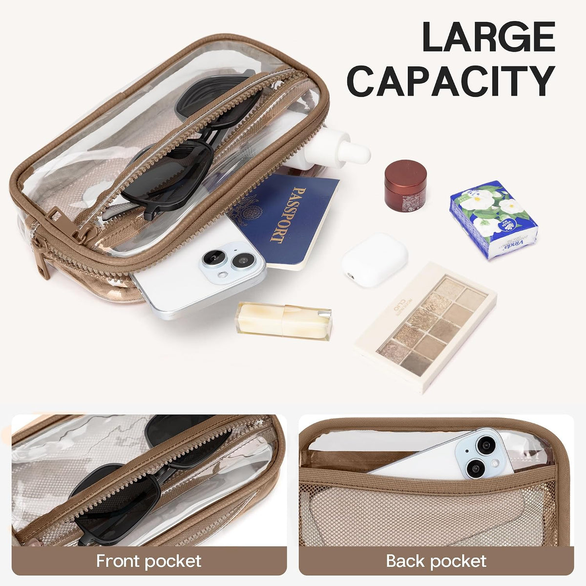 Wristlet wallets for Women RFID crossbody bags with 4 Zippers