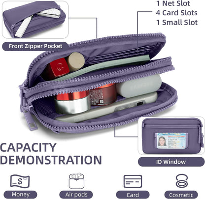 Wristlet wallets for Women RFID crossbody bags with 4 Zippers