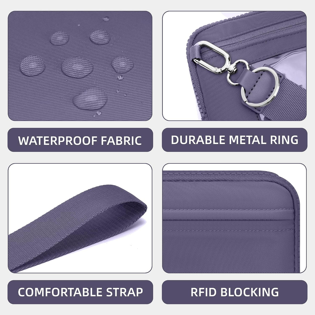 Wristlet wallets for Women RFID crossbody bags with 4 Zippers