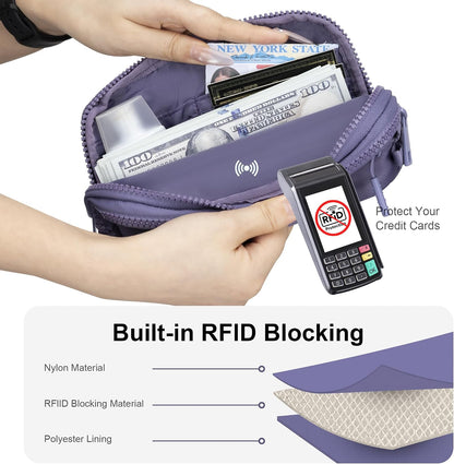 Wristlet wallets for Women RFID crossbody bags with 4 Zippers