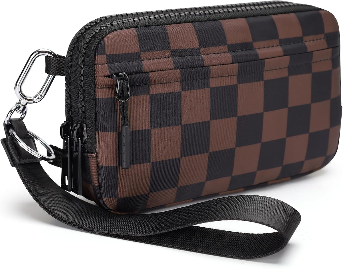 Wristlet wallets for Women RFID crossbody bags with 4 Zippers