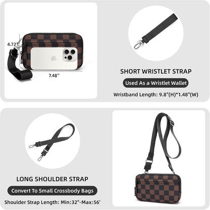 Wristlet wallets for Women RFID crossbody bags with 4 Zippers