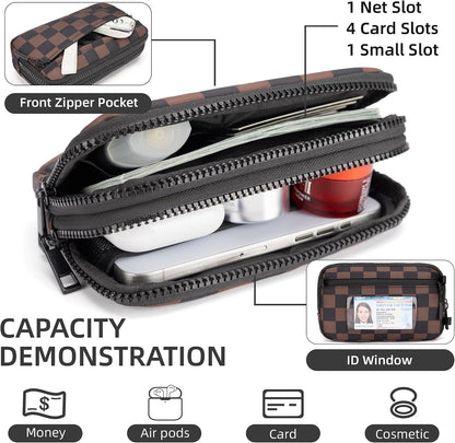 Wristlet wallets for Women RFID crossbody bags with 4 Zippers