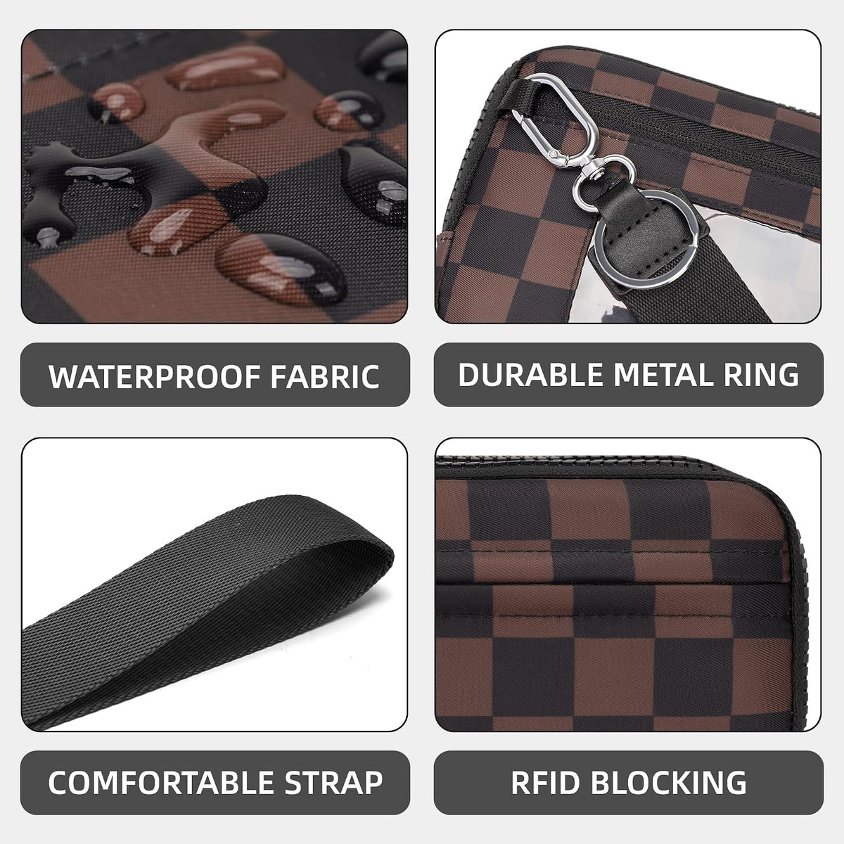 Wristlet wallets for Women RFID crossbody bags with 4 Zippers