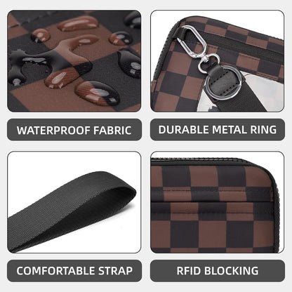 Wristlet wallets for Women RFID crossbody bags with 4 Zippers