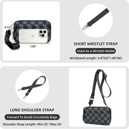 Wristlet wallets for Women RFID crossbody bags with 4 Zippers