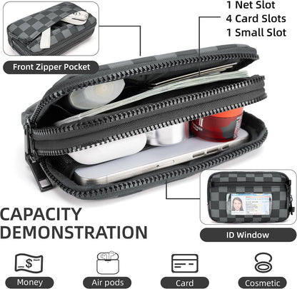 Wristlet wallets for Women RFID crossbody bags with 4 Zippers