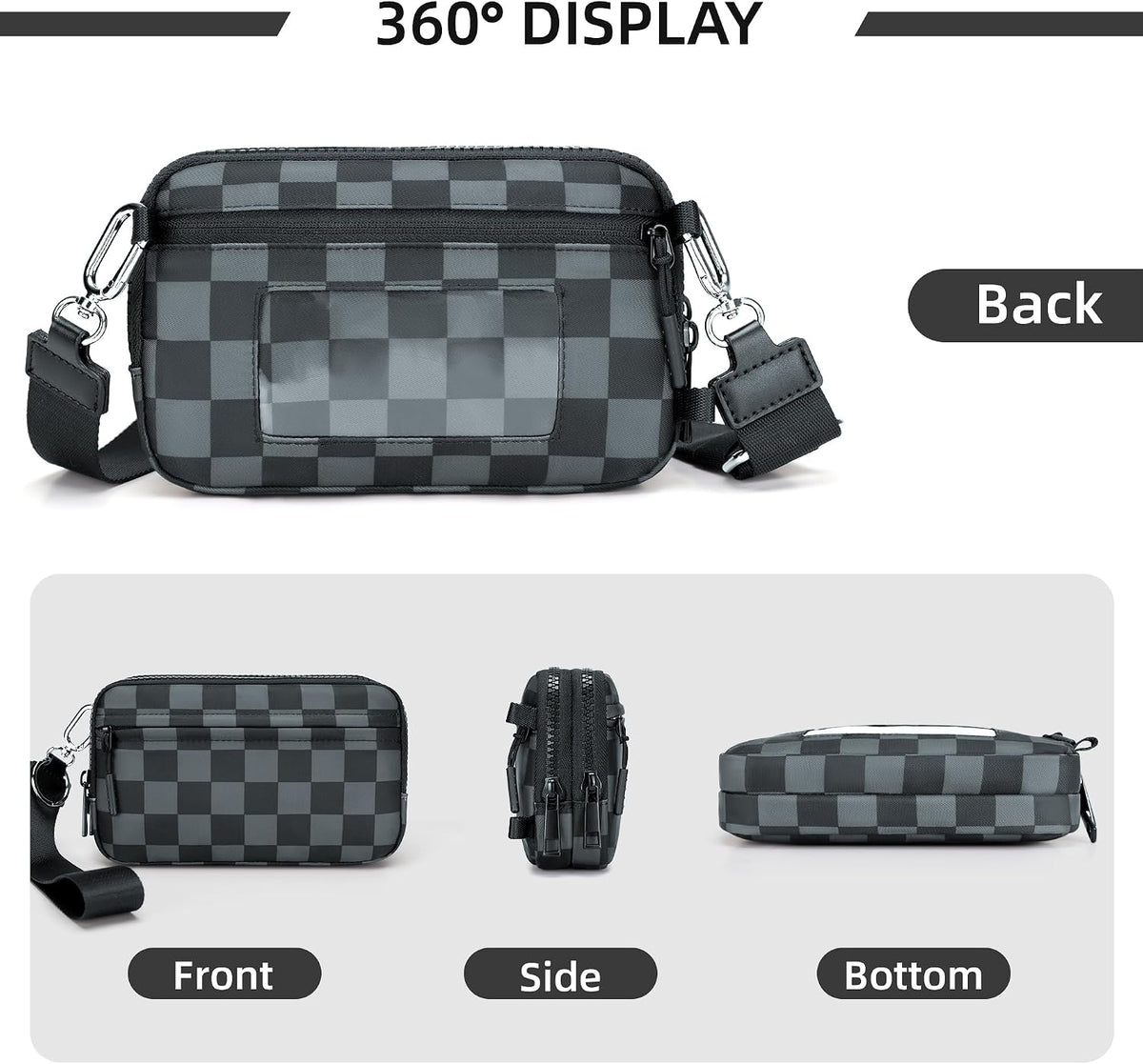 Wristlet wallets for Women RFID crossbody bags with 4 Zippers