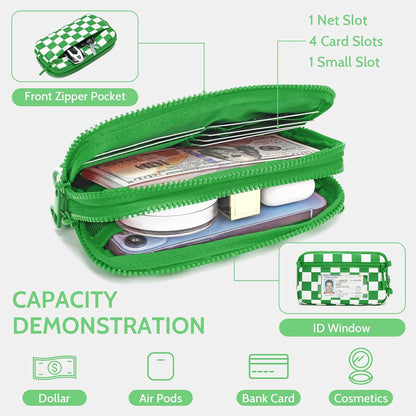 Wristlet wallets for Women RFID crossbody bags with 4 Zippers