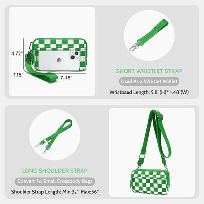 Wristlet wallets for Women RFID crossbody bags with 4 Zippers