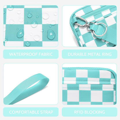 Wristlet wallets for Women RFID crossbody bags with 4 Zippers