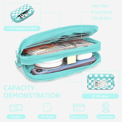 Wristlet wallets for Women RFID crossbody bags with 4 Zippers
