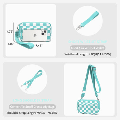 Wristlet wallets for Women RFID crossbody bags with 4 Zippers
