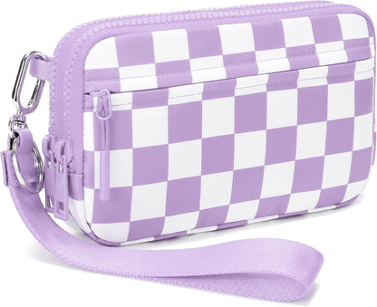 Wristlet wallets for Women RFID crossbody bags with 4 Zippers