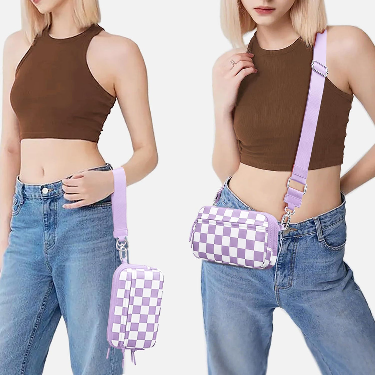 Wristlet wallets for Women RFID crossbody bags with 4 Zippers