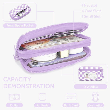 Wristlet wallets for Women RFID crossbody bags with 4 Zippers