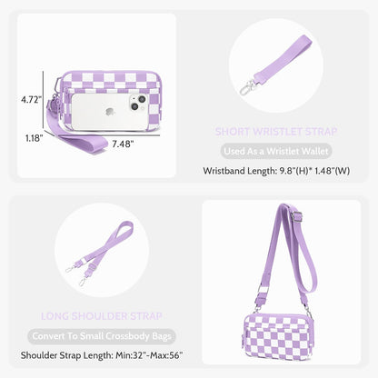 Wristlet wallets for Women RFID crossbody bags with 4 Zippers