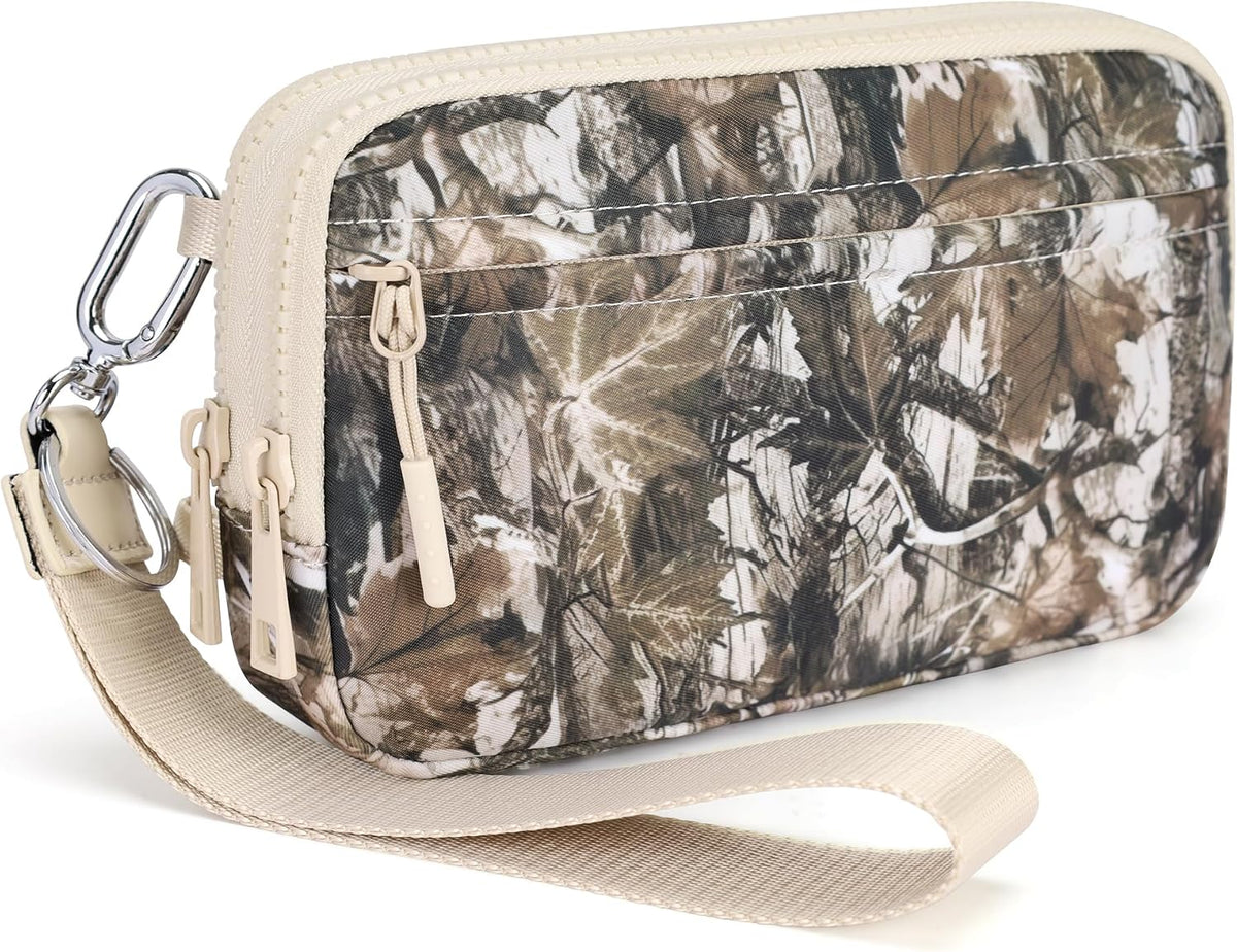 Wristlet wallets for Women RFID crossbody bags with 4 Zippers