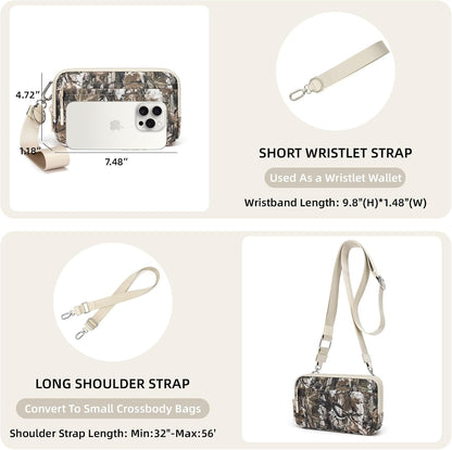 Wristlet wallets for Women RFID crossbody bags with 4 Zippers
