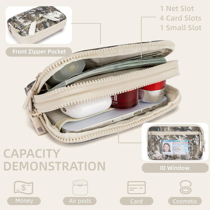 Wristlet wallets for Women RFID crossbody bags with 4 Zippers