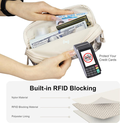 Wristlet wallets for Women RFID crossbody bags with 4 Zippers