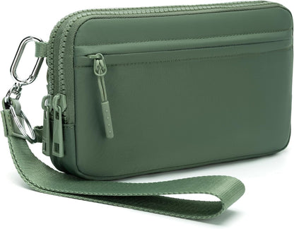 Wristlet wallets for Women RFID crossbody bags with 4 Zippers