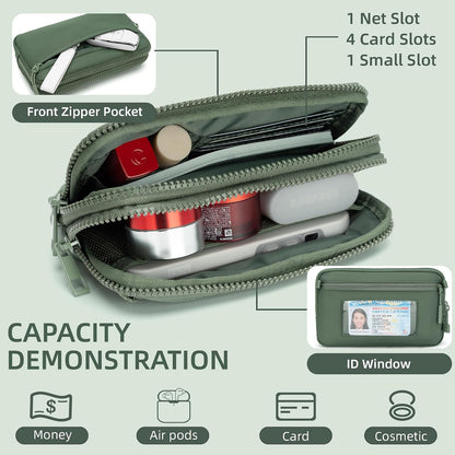Wristlet wallets for Women RFID crossbody bags with 4 Zippers