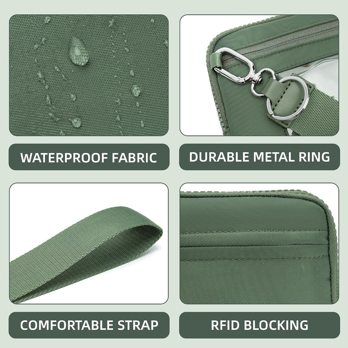 Wristlet wallets for Women RFID crossbody bags with 4 Zippers