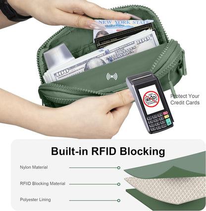 Wristlet wallets for Women RFID crossbody bags with 4 Zippers