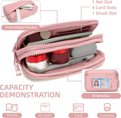 Wristlet wallets for Women RFID crossbody bags with 4 Zippers