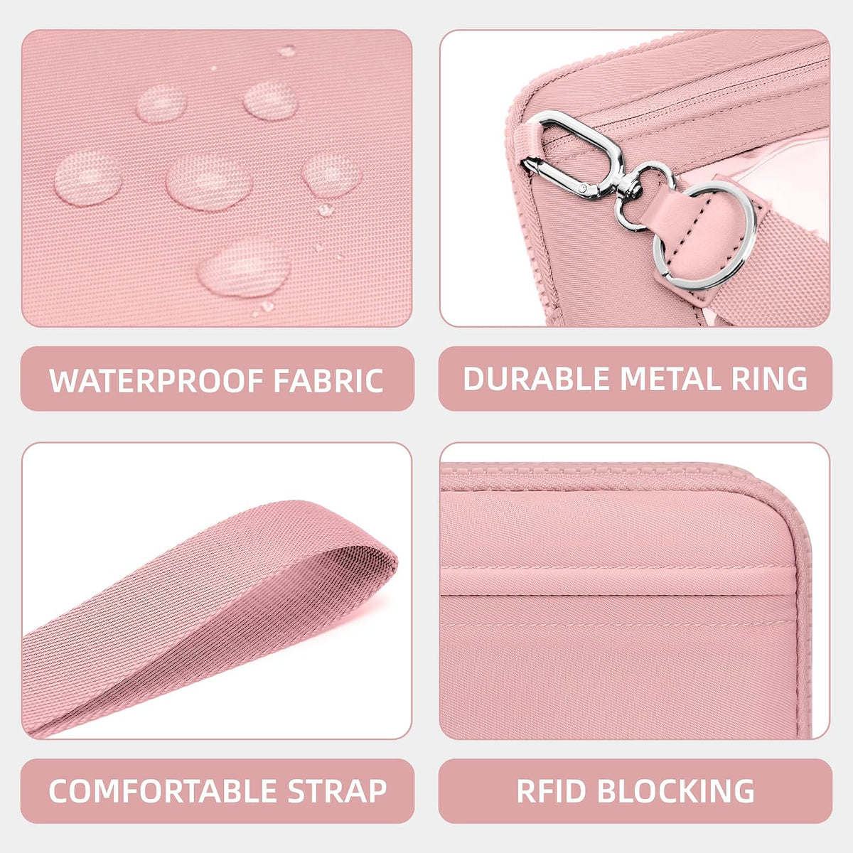 Wristlet wallets for Women RFID crossbody bags with 4 Zippers