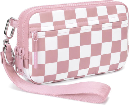 Wristlet wallets for Women RFID crossbody bags with 4 Zippers