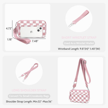 Wristlet wallets for Women RFID crossbody bags with 4 Zippers