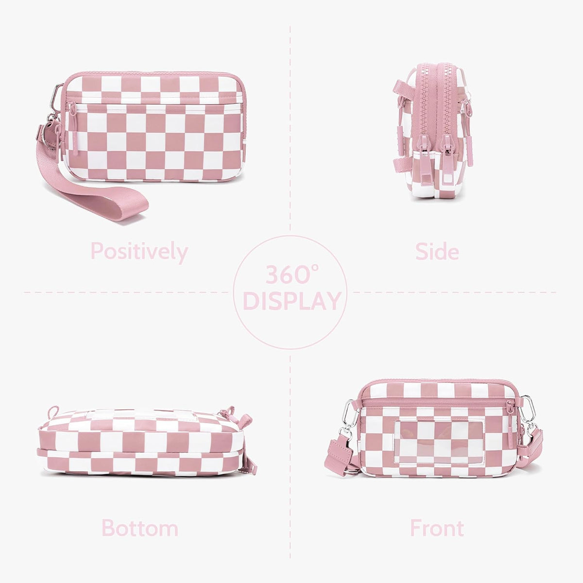 Wristlet wallets for Women RFID crossbody bags with 4 Zippers