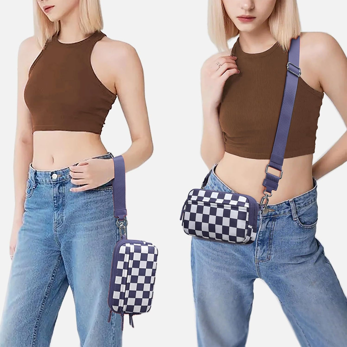 Wristlet wallets for Women RFID crossbody bags with 4 Zippers