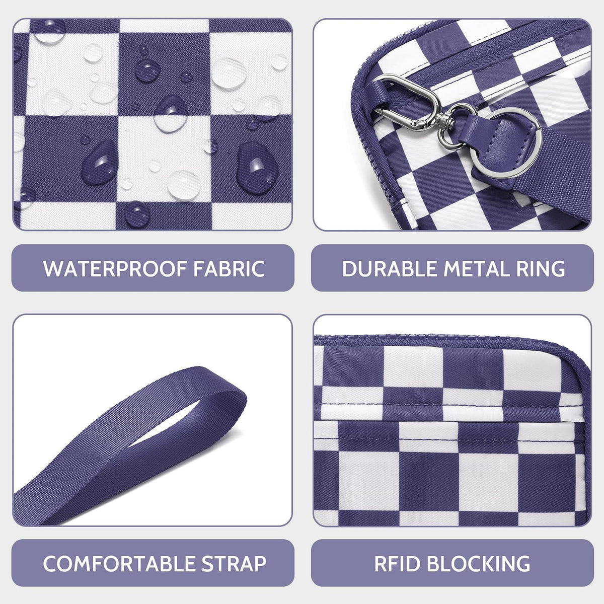 Wristlet wallets for Women RFID crossbody bags with 4 Zippers