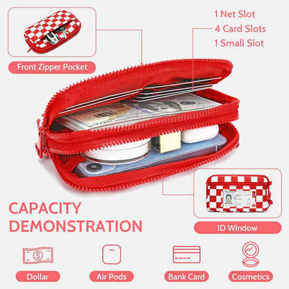 Wristlet wallets for Women RFID crossbody bags with 4 Zippers