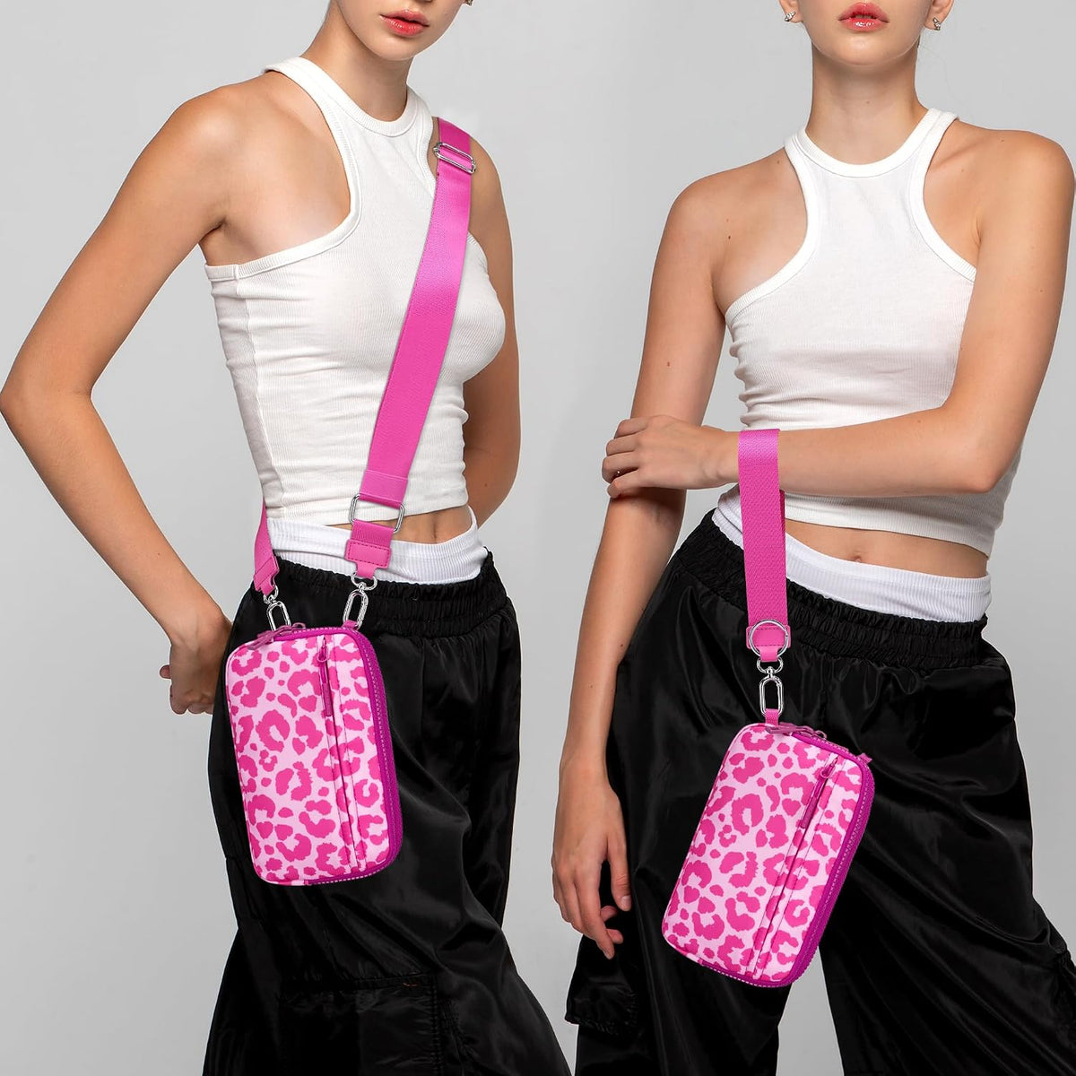 Wristlet wallets for Women RFID crossbody bags with 4 Zippers