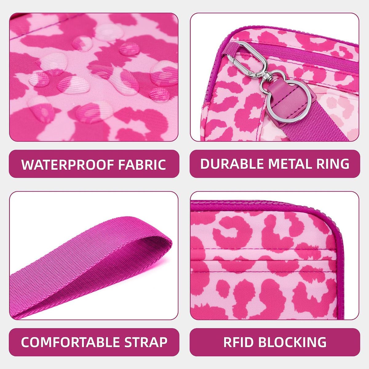 Wristlet wallets for Women RFID crossbody bags with 4 Zippers