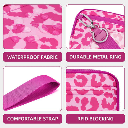 Wristlet wallets for Women RFID crossbody bags with 4 Zippers