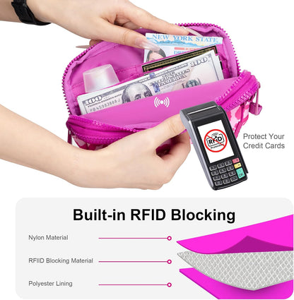 Wristlet wallets for Women RFID crossbody bags with 4 Zippers