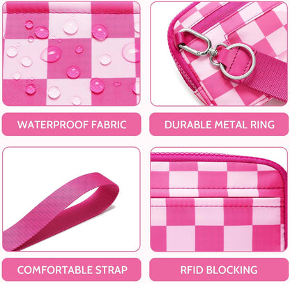 Wristlet wallets for Women RFID crossbody bags with 4 Zippers