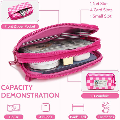 Wristlet wallets for Women RFID crossbody bags with 4 Zippers