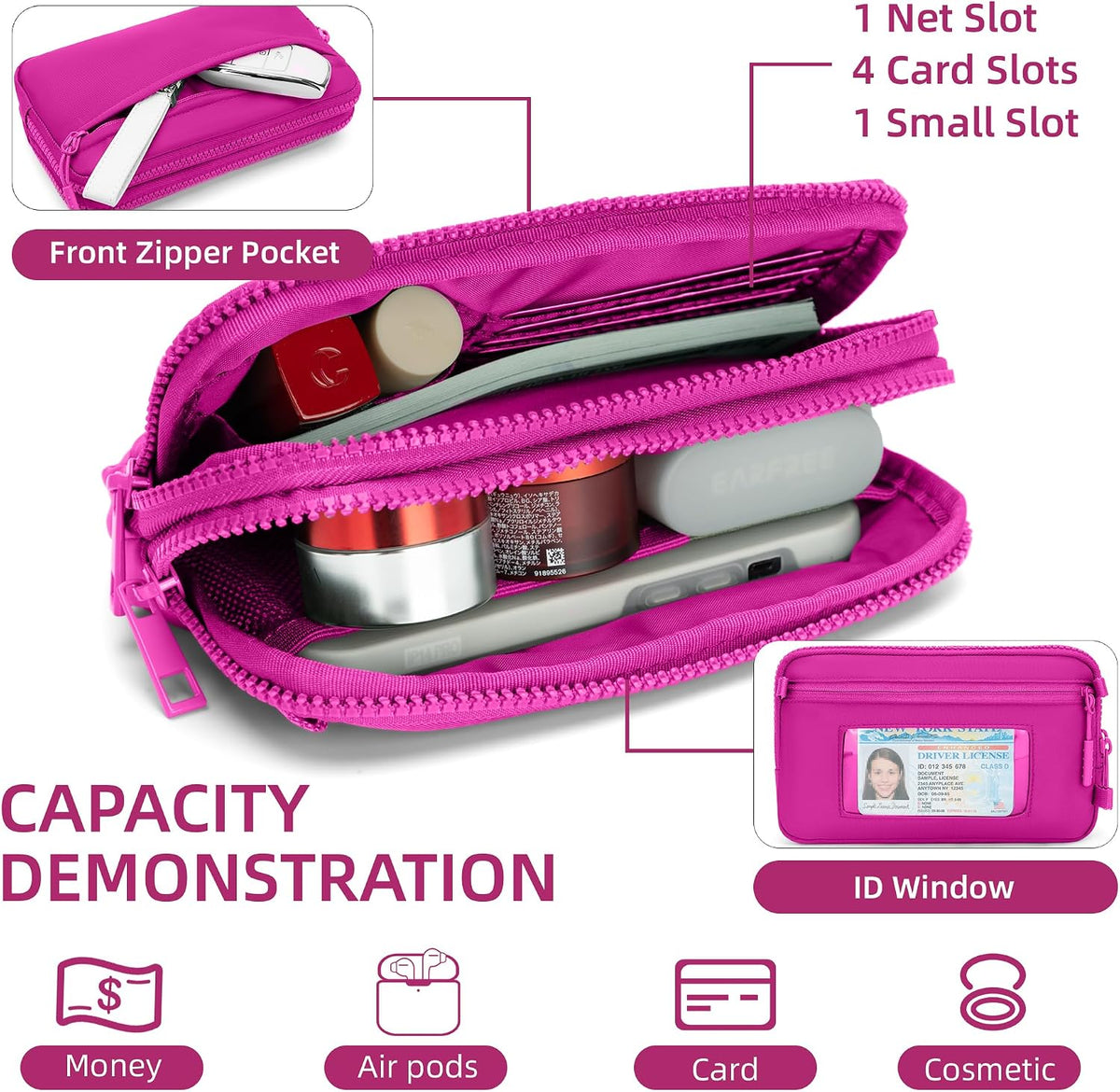 Wristlet wallets for Women RFID crossbody bags with 4 Zippers