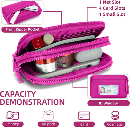 Wristlet wallets for Women RFID crossbody bags with 4 Zippers
