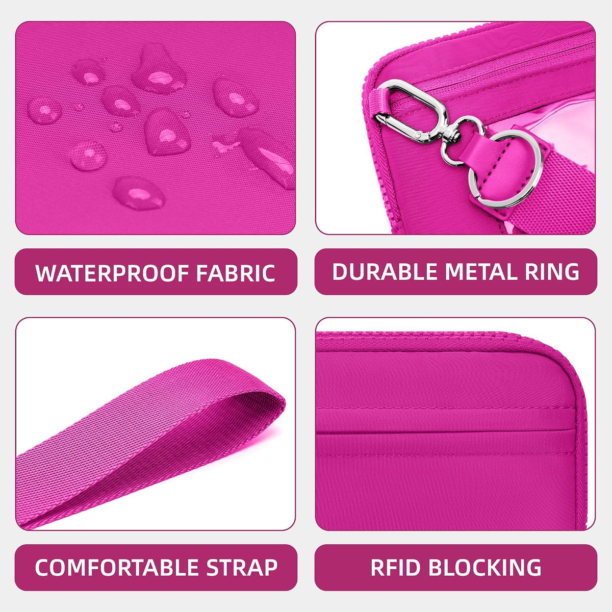 Wristlet wallets for Women RFID crossbody bags with 4 Zippers