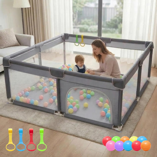 Baby Playpen 50x50, Baby Play Yard for Babies & Toddlers, Grey